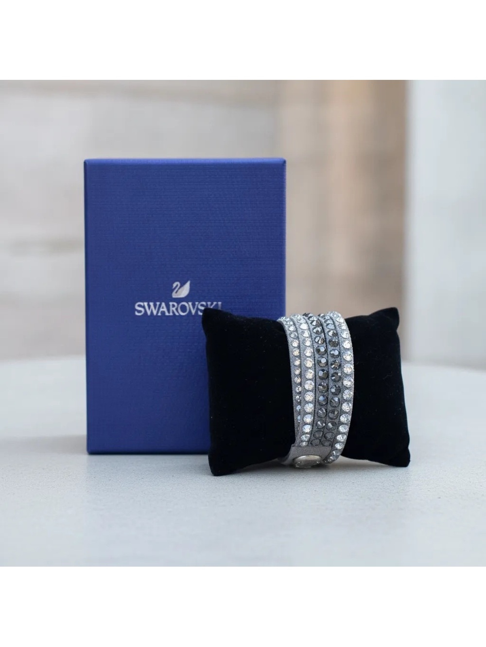 Swarovski Crystal Embellished Wrap Bracelet in Silver Tone